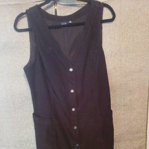 Black corduroy Button down pinafore dress